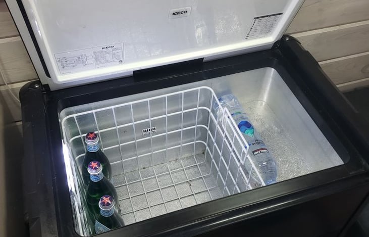 Top loading ICECO fridge which holds a surprising amount of food