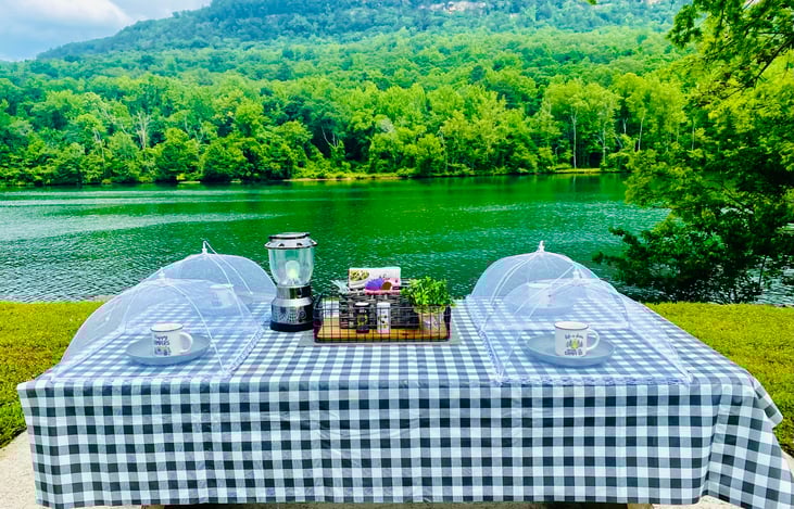 Picnic Table Kit included at no extra cost with a complimentary lantern.