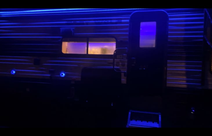 Ambient blue LED exterior lighting for nighttime atmosphere