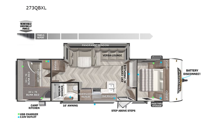 Representative floor plan provided by a trusted RVshare partner.