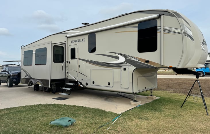 Entrance with awning and led lights