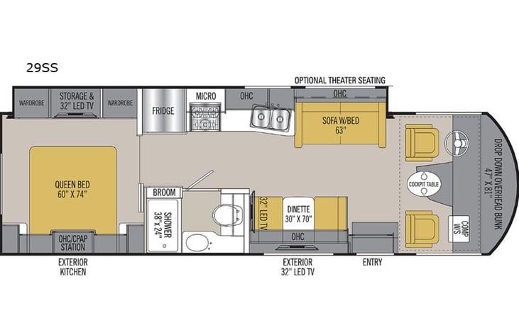 Representative floor plan provided by a trusted RVshare partner.