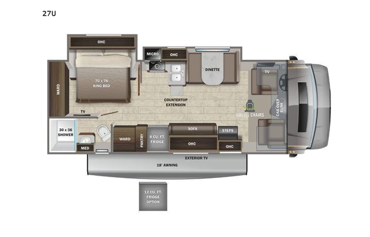Representative floor plan provided by a trusted RVshare partner.