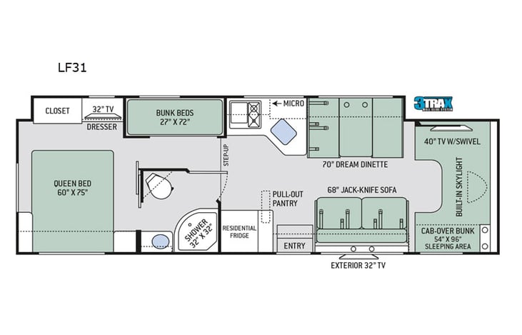 Representative floor plan provided by a trusted RVshare partner.