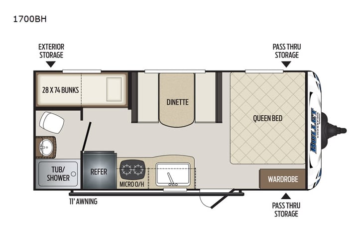 Representative floor plan provided by a trusted RVshare partner.