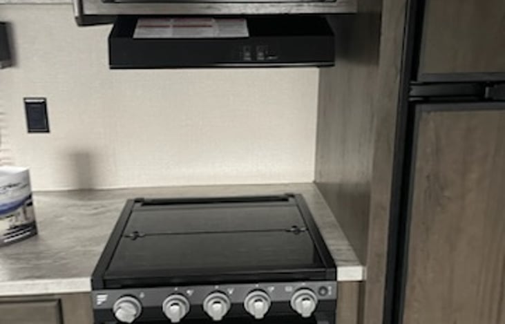 Gas stove, oven and electric microwave
