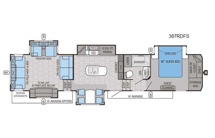 Representative floor plan provided by a trusted RVshare partner.