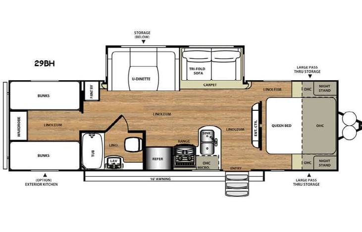 Representative floor plan provided by a trusted RVshare partner.