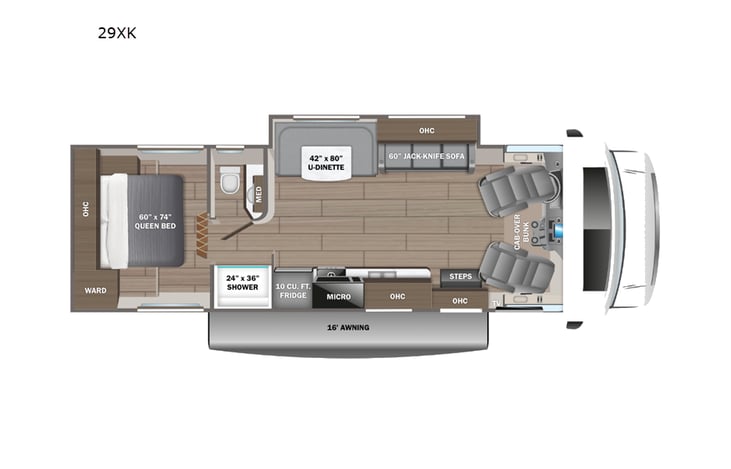 Representative floor plan provided by a trusted RVshare partner.