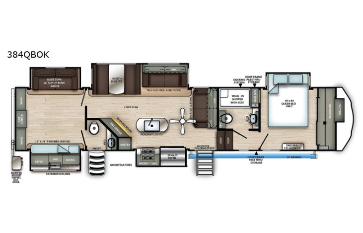 Representative floor plan provided by a trusted RVshare partner.