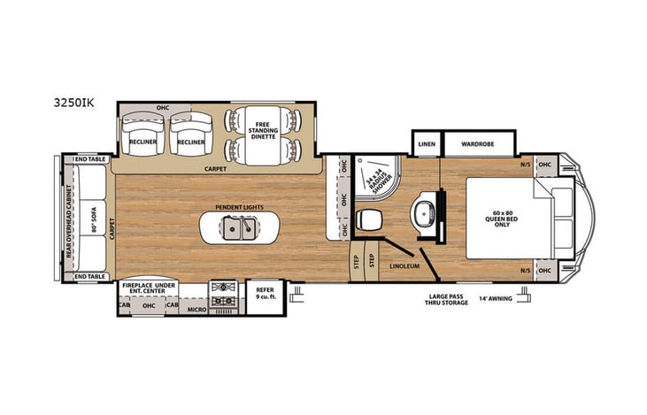 Representative floor plan provided by a trusted RVshare partner.