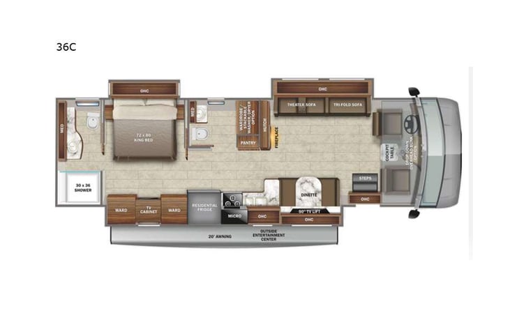 Representative floor plan provided by a trusted RVshare partner.