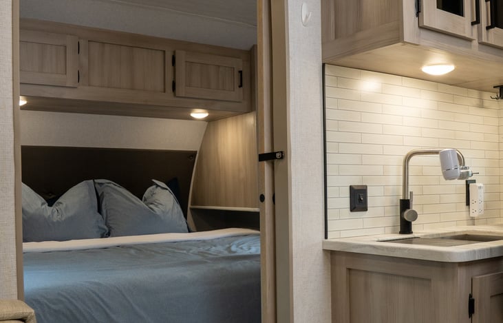 fully private primary bedroom with sliding door