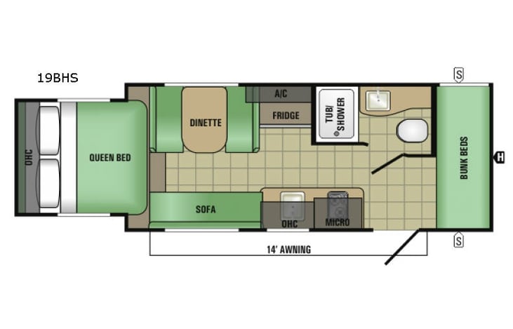 Representative floor plan provided by a trusted RVshare partner.