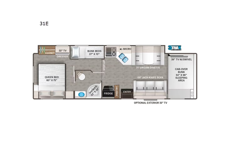 Representative floor plan provided by a trusted RVshare partner.