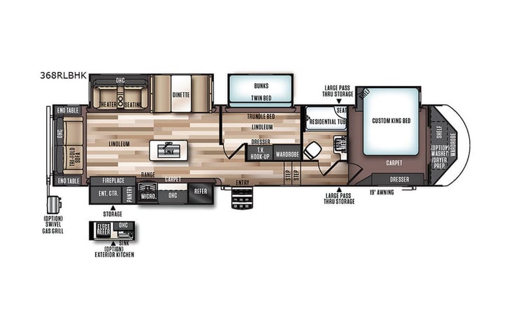 Representative floor plan provided by a trusted RVshare partner.