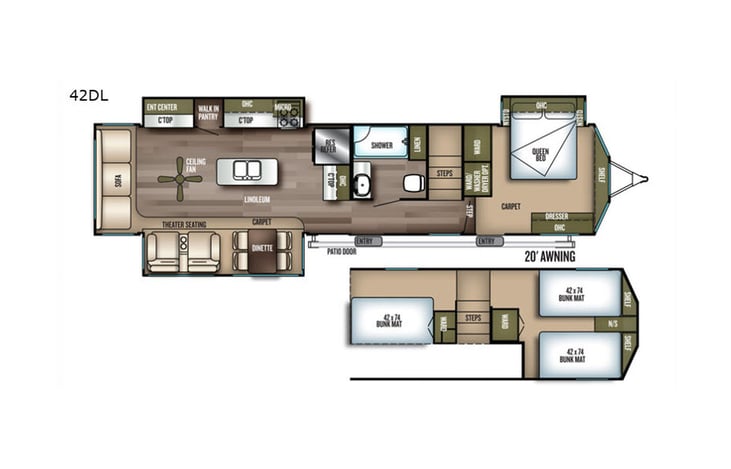 Representative floor plan provided by a trusted RVshare partner.