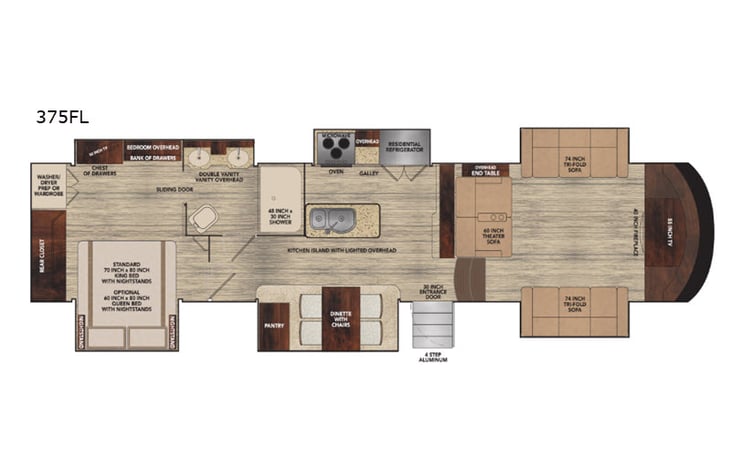 Representative floor plan provided by a trusted RVshare partner.