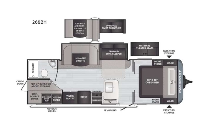 Representative floor plan provided by a trusted RVshare partner.
