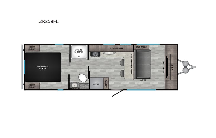 Representative floor plan provided by a trusted RVshare partner.