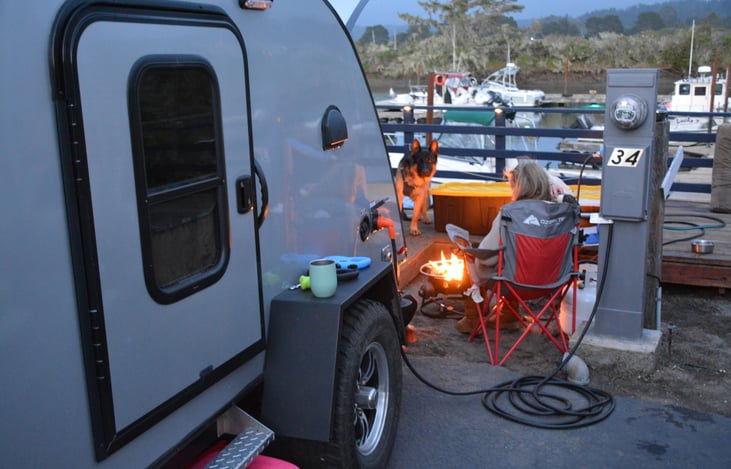 Getting ready to make smores at Johnny's Marina & RV Park, Eureka, CA