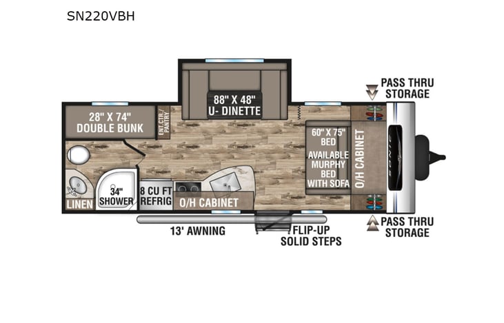 Representative floor plan provided by a trusted RVshare partner.