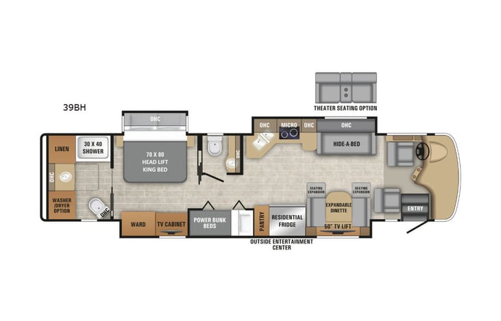 Representative floor plan provided by a trusted RVshare partner.