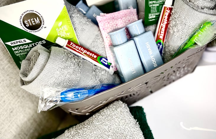 Luxury Complimentary Toiletries provided for each stay! Shampoo, Conditioner, Body Wash, Body Bar, Lotion, Toothbrushes and, even some skin friendly Mosquito repellant wipes just in case!