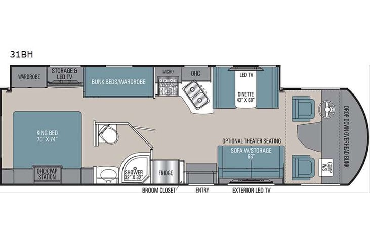 Representative floor plan provided by a trusted RVshare partner.