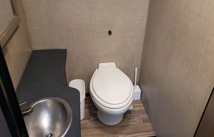 Bathroom toilet and sink.