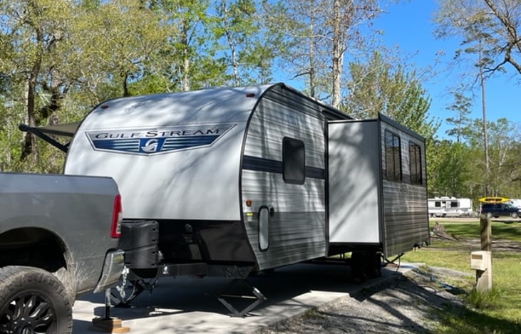 Drivers side front view with slide out fully extended.