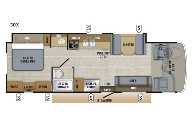 Representative floor plan provided by a trusted RVshare partner.