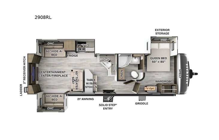 Representative floor plan provided by a trusted RVshare partner.