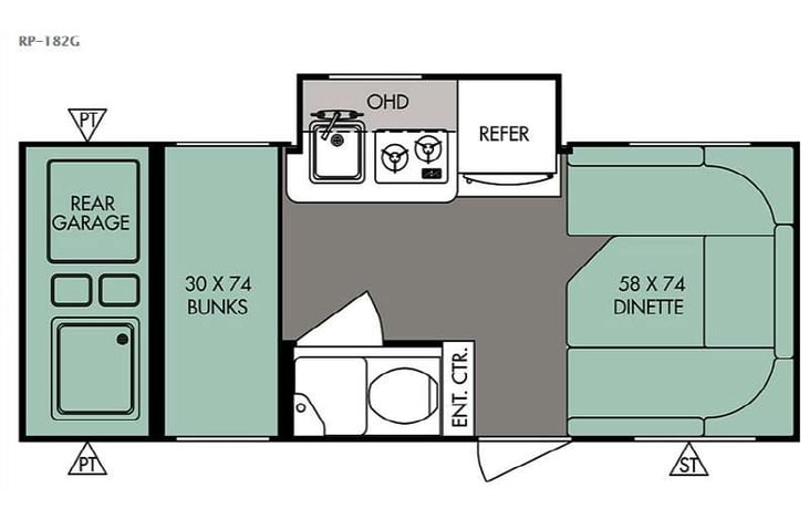 Representative floor plan provided by a trusted RVshare partner.