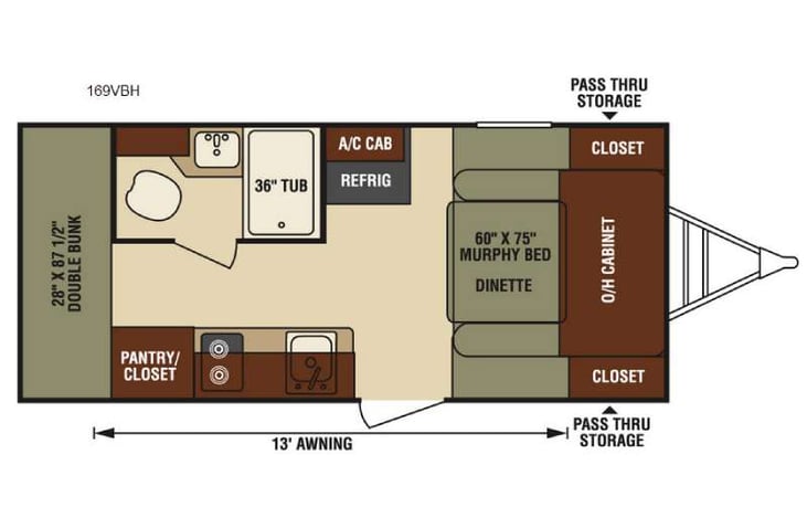 Representative floor plan provided by a trusted RVshare partner.