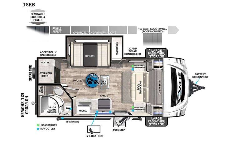Representative floor plan provided by a trusted RVshare partner.