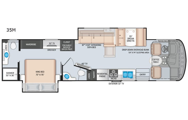 Representative floor plan provided by a trusted RVshare partner.