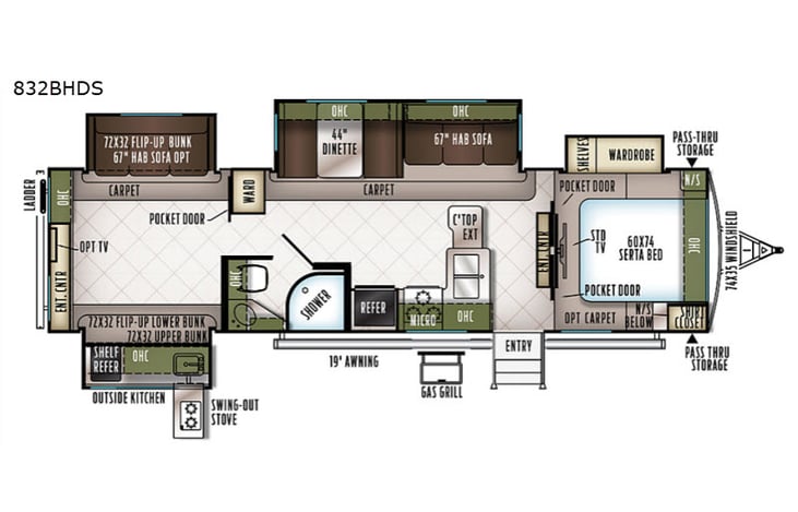 Representative floor plan provided by a trusted RVshare partner.