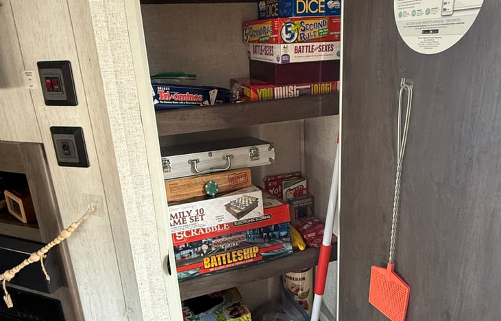 Game closet stocked with games