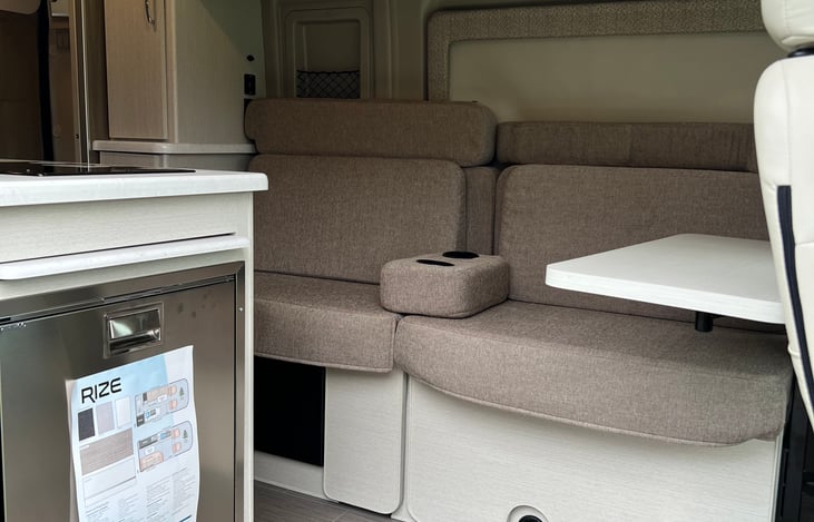 Sofa with seat belts/bed and refrigerator/freezer