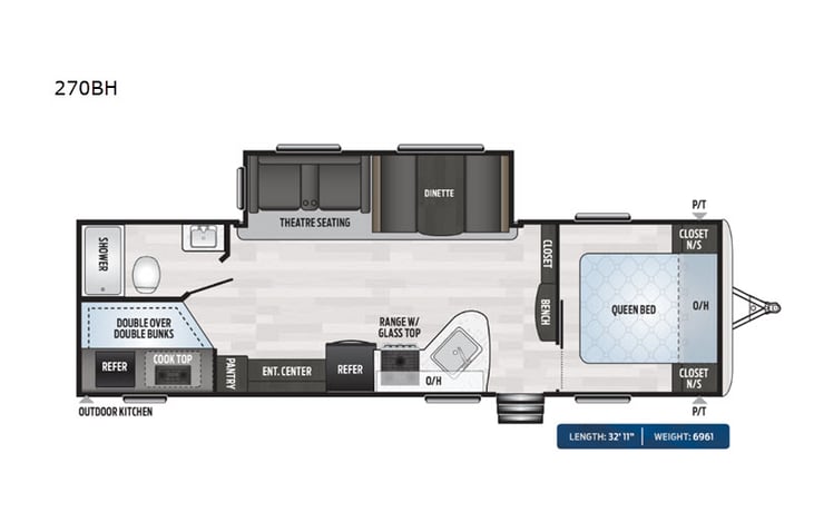 Representative floor plan provided by a trusted RVshare partner.