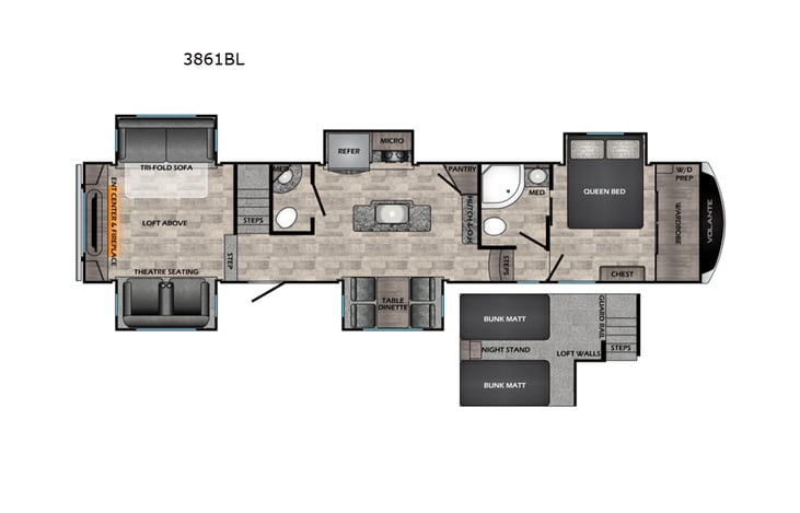 Representative floor plan provided by a trusted RVshare partner.