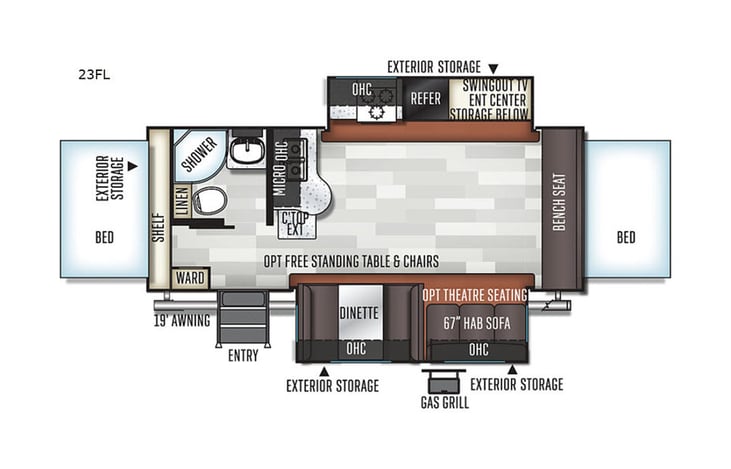 Representative floor plan provided by a trusted RVshare partner.
