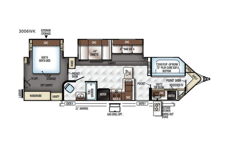 Representative floor plan provided by a trusted RVshare partner.
