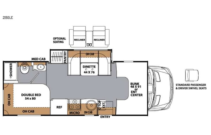 Representative floor plan provided by a trusted RVshare partner.