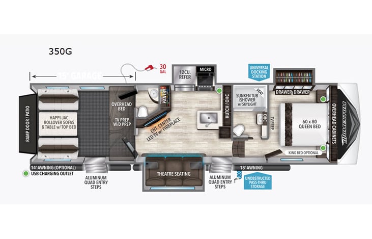 Representative floor plan provided by a trusted RVshare partner.