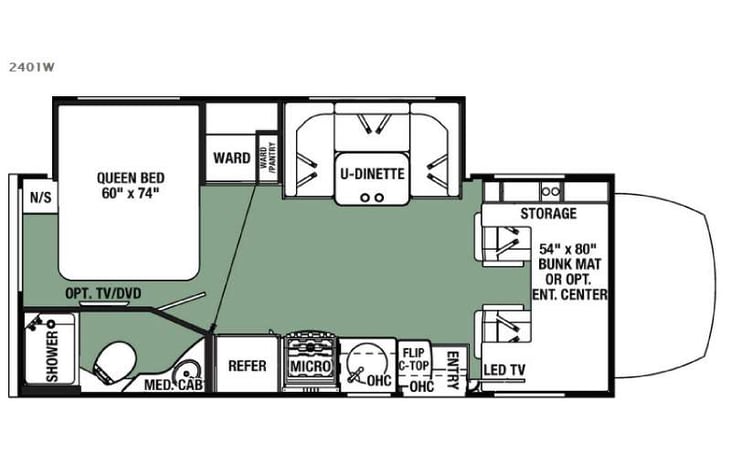 Representative floor plan provided by a trusted RVshare partner.