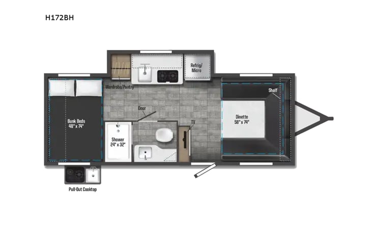 Representative floor plan provided by a trusted RVshare partner.