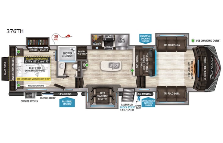 Representative floor plan provided by a trusted RVshare partner.