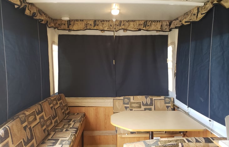 Curtains and blinds closed